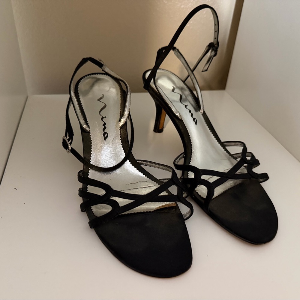 Nina Black Strappy Heels